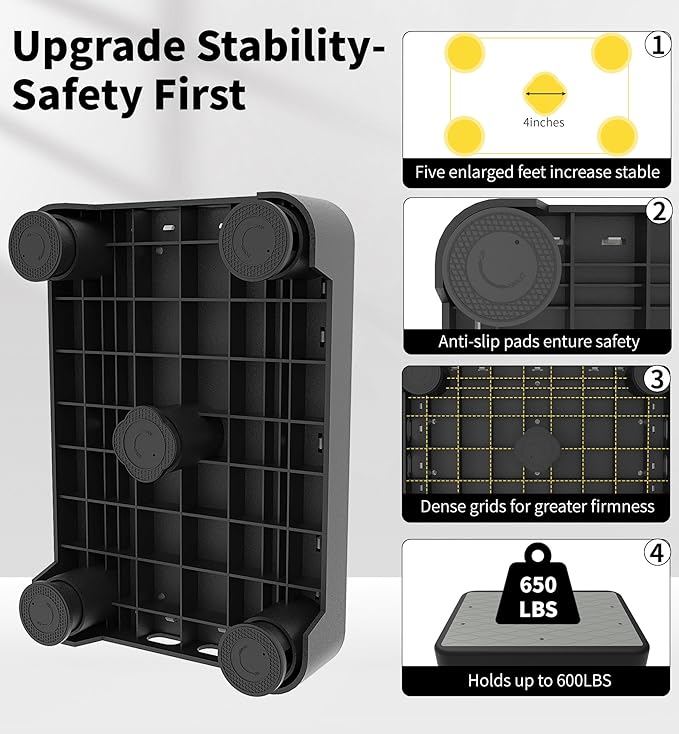 5-Level Adjustable Step Stool, 700 LBS Capacity Safety Bed Step for Seniors, Exercise Setp Platform, Portable Stair Assist for Elderly, Wide Step up for Kitchen, Car, Bedside & Shower, Grey