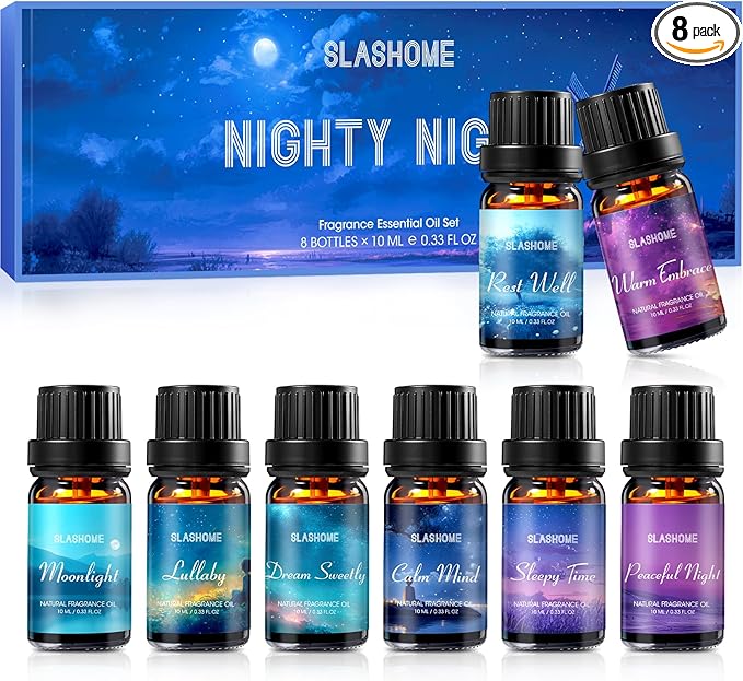8 Pack Sleep Essential Oils for Diffuser for Home, Diffuser Oil for Humidifiers, Candle & Soap Making, Aromatherapy Oils Set for Calm Mind, Relaxation Gift for Women and Men