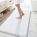 OLANLY Thick Memory Foam Bathroom Runner Rugs 47x20, Extra Soft Absorbent Long Bath Rug, Quick Dry Bath Mats, Non-Slip, Machine Washable Mat for Bathroom, Tub and Shower, Home Decor Accessories, White