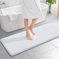 OLANLY Thick Memory Foam Bathroom Runner Rugs 59x20, Extra Soft Absorbent Long Bath Rug, Quick Dry Bath Mats, Non-Slip, Machine Washable Mat for Bathroom, Tub and Shower, Home Decor Accessories, White