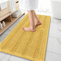 OLANLY Thick Bathroom Runner Rugs 47x20, Extra Absorbent Chenille Striped Bath Rugs, Rubber Backing, Machine Wash Dry, Long Bath Mats for Bathroom Floor, Tub and Shower, Home Decor Accessories, Yellow