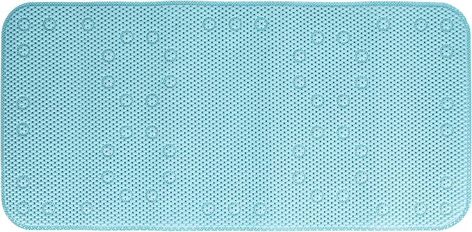 Duck Brand Softex Bath Mat for Tubs, Machine Washable, 17 x 36 Inches, Blue, Skid Resistant (393478)