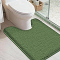 COSY HOMEER Toilet Rugs U-Shaped 24"x20",Soft Absorbent Bath Mat with Non-Slip TPR Backing, Machine Washable Shaggy Bath Rug for Toilet,Green