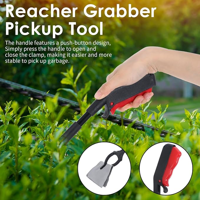 Mabor 2-Pack Grabber Tool with 360° Rotating Jaw – Lightweight Trash Grabber Pickup Stick for Seniors, Gardening, and Household Use (Black)