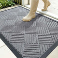 OLANLY Front Door Mat Outside Entrance 35x23, Absorbent, Heavy Duty Sturdy Natural Rubber Doormat Indoor Outdoor, Stain Fade Resistant, Non-Slip Low Profile Floor Mat Entryway, Charcoal Gray Diamond