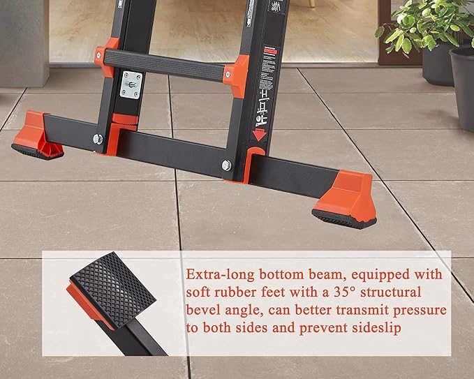 LANBITOU Ladder, A Frame 5 Step Ladder Extension, 17 Ft Anti-Slip Multi Position Ladder, Storage Folding Ladder, 330 lbs Security Load Telescoping Aluminum Ladders for Stairs Home Indoor Outdoor Roof