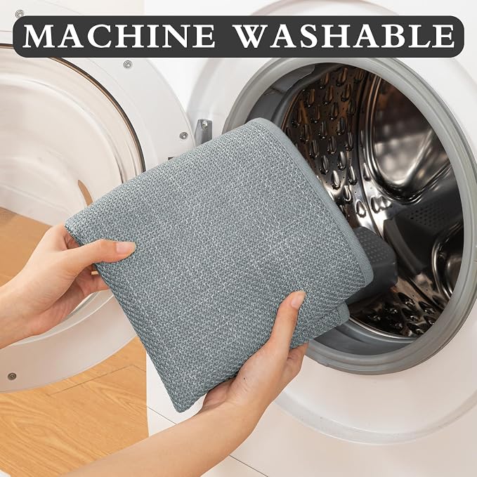 YIHOUSE Light Grey Bathroom Rug Sets 2 Piece, Bath Mat Quick Dry, Thin Bath Rug Set, Absorbent Bath Mat for Bathroom Non Slip Washable for Toilet and Floor 17.5"x24"U+17"x24"