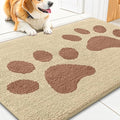 Smiry Dog Door Mat for Muddy Paws, Absorbs Moisture and Dirt, Low-Profile Entryway Mat with Non-Slip Backing, Entry Indoor Outdoor Doormat for Inside Floor (36x24 Inches, Light Beige, Paw)