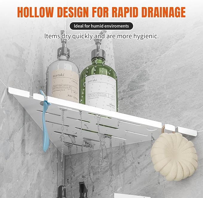 Shower Corner Shelf, 304 Stainless Steel, Black, Wall Mount, Triangular, 10 x 10 Inches, Leak Resistant, 2 Pack, Bathroom Storage Organizer with Brushed Finish