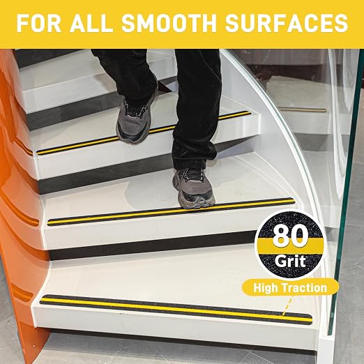 LifeGrip Anti Slip Traction Tape with Reflective Stripe, Best Grip, Friction, Abrasive Adhesive for Stairs, Tread Step, Indoor, Outdoor, Black (2" X 60')
