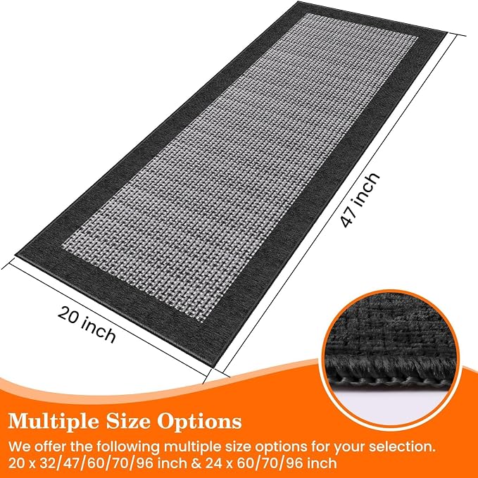 StepRite Kitchen Rugs, Kitchen Mat for Floor, 47"x20" Non-Slip Machine-Washable Commercial Floor Mat, Absorbent Heavy-Duty Rug for Office & Home, Sink Standing Mat, Entryway Carpet, Door Mat, Black
