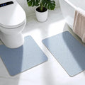 Bathroom Rugs Sets 2 Piece, Thin Bath Mat & U-Shaped Contour Toilet Rug Absorbent Quick Dry, Machine Washable, Non Slip Low Pile Bath Mats for Bathroom/Tub/Sink/Shower (30"x20" Plus 24"x20" U, Blue)