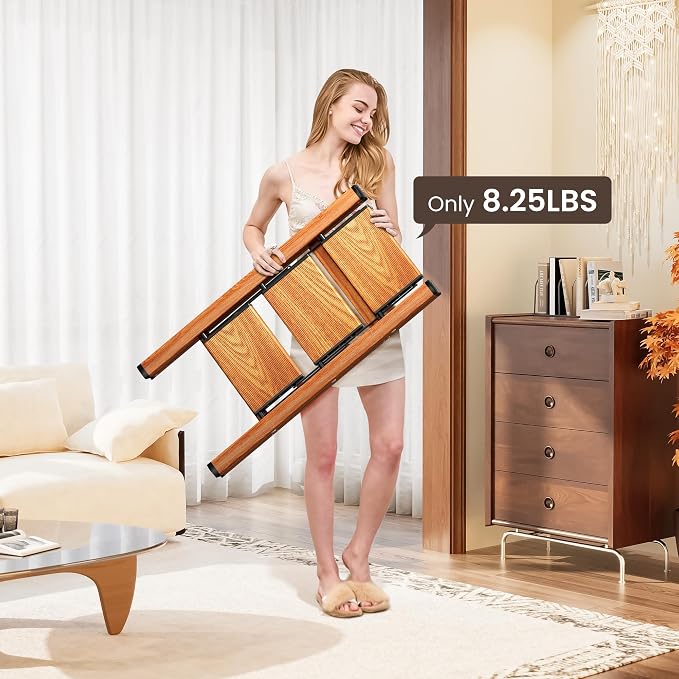 3 Step Ladder, Folding Step Stool with Anti-Slip Wide Pedal, Aluminum Material Lightweight Yet Sturdy, 300 Lbs Load, Cute Modern Apperance for Indoor Household Spaces