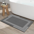 YDKGL Non Slip Bath Mat, Rubber Backing Ultra Thin Bathroom Rugs Fit Under Door Quick Dry Super Absorbent Washable Bath Rug Shower Mat for Bathroom Floor Bathtub Sink, Easy Care Dark Grey 20"x 32"
