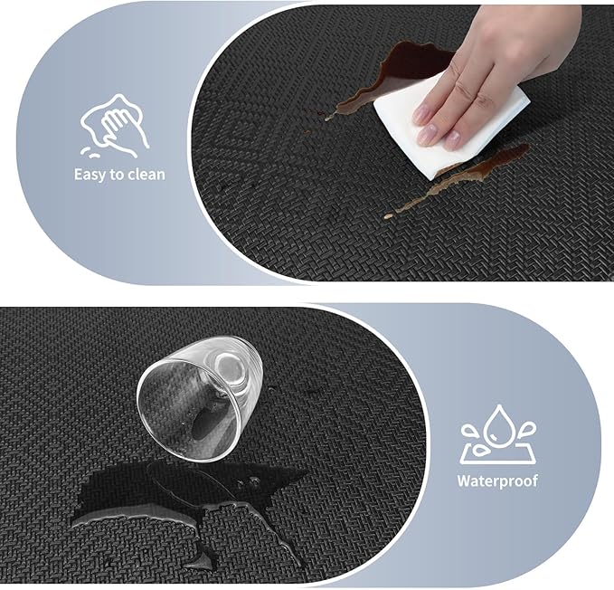 Mattitude Kitchen Mat 2PCS Kitchen Rugs Cushioned Anti-Fatigue Rug Waterproof Standing Desk Mat Kitchen Mats for Floor Kitchen Rug Set for Kitchen, Sink, Office 17.3"×30"+17.3"×47"-0.47inch Black
