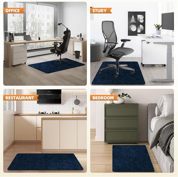 Office Chair Mat for Hardwood Floors 48"x36", Durable Non-Slip Large Tile Floor Protector, Anti-Scratch Thick Heavy-Duty Recyclable Gliding Desk Mats for Computer Rolling Chairs, Navy Blue