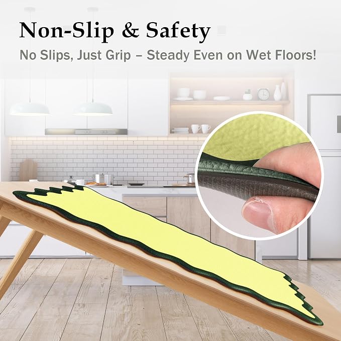 Arenarug Scalloped Kitchen Mats Rugs Sets of 2 Cushioned Anti Fatigue Floor Mat Waterproof Kitchen Rugs Non Slip Foam Comfort Standing Mat for Sink Laundry, Green