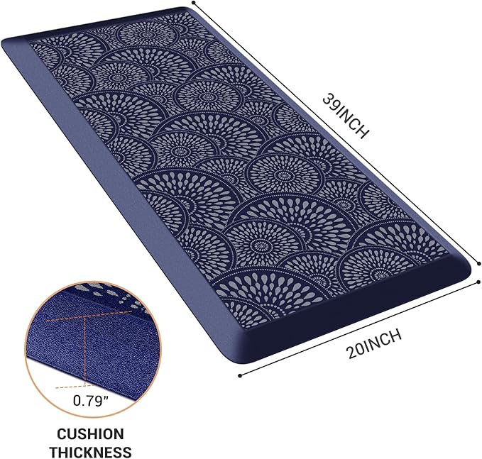 Mattitude 4/5 Inch Kitchen Mat, 20x40in Heavy Duty Ergonomic Comfort Foam Standing Desk Mat, Waterproof Non-Slip Standing Mats and Rugs for Kitchen, Office, Black