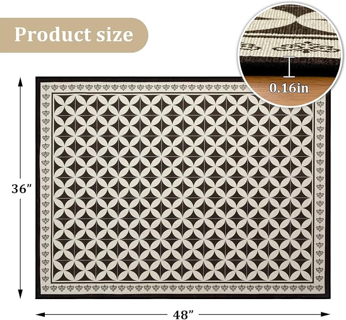 Office Chair Mat for Hardwood Floor, 48"x36" Easy Glide Computer Desk Mat Protector for Rolling Chair Under Desk Rug Nonslip Backing, Machine Wash (Modern)