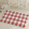 TYUU Waffle Bath Mat, Boho Christmas Bathroom Rugs Non Slip Washable Absorbent Checkered Bathroom Mat Quick Dry Cute Bath Mat, 24"x16" Red and White