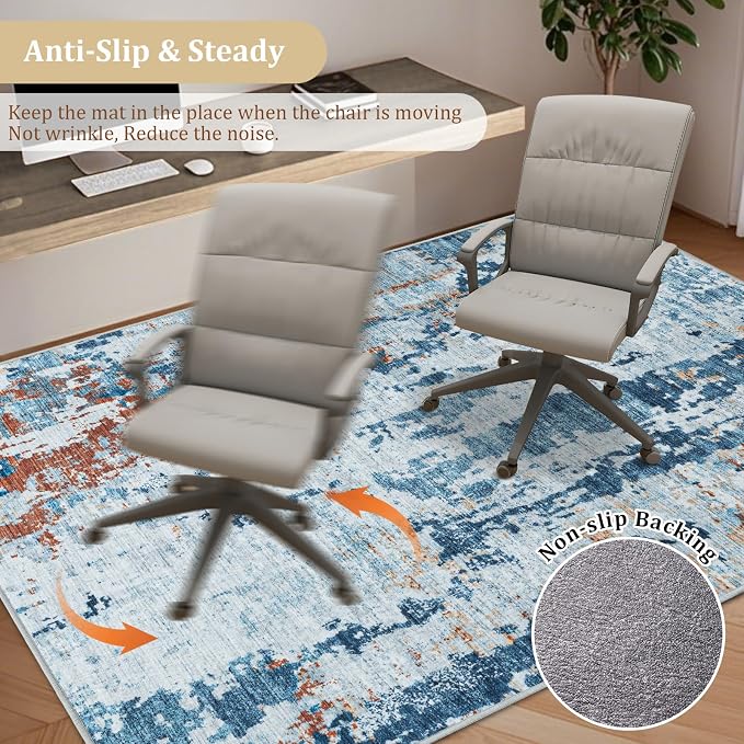 Office Chair Mat for Hardwood Floor, 72"x48" Easy Glide Computer Chair Mat Protector for Rolling Chair Under Desk Rug Nonslip Backing, Machine Wash