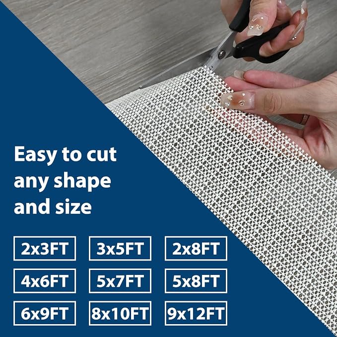 Non Slip Rug Pads for Hardwood Floors, 2x8 Rug Pad Gripper for Area Rugs, Under Carpet Anti Skid Mat, White, Keep Your Rugs Safe and in Place