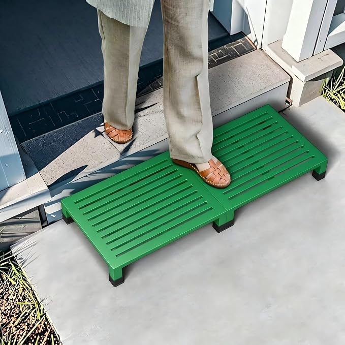 One Step Stool Platform 3.8" Height for Adults, Kids. Heavy Duty/Portable/Nonslip/Durable Construction Safe Step Stool for Bedroom/Kitchen Bed, Bathroom,Kitchen，Garden (Green)