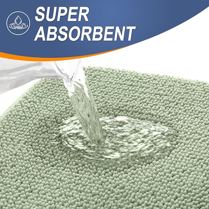 OLANLY Thick Memory Foam Bathroom Runner Rugs 59x24, Extra Soft Absorbent Long Bath Rug, Quick Dry, Non-Slip, Machine Washable Bath Mat for Bathroom, Tub and Shower, Home Decor Accessories, Sage Green