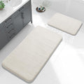 Yimobra Large Bath Mat Set 2 Piece- Super Soft Absorbent Quick Dry Memory Foam Bathroom Rugs, Machine Washable Non Slip Floor Carpet for Tub Shower & Double Vanity (17x24 & 44x24, Cream White)