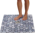 Shower Mat with Center Drain Hole - Secure Loofah Non Slip Shower Mats for Inside Shower - 27x27 Square Bath Mats for Shower - Anti Slip Shower Stall Mat - Square Shower Floor Mat (27x27 Pebble Blue)