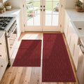 COSY HOMEER 60x24Inch/35X24Inch Kitchen Rugs Sets Non-Slip Washable Kitchen Mats for Floor Polypropylene Absorbent Kitchen Runner for Kitchen Sink Hallway Entryway(Red)