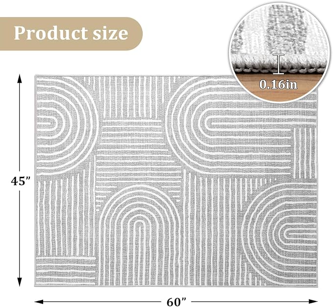 Office Chair Mat for Hardwood Floor, 60"x45" Easy Glide Computer Desk Mat Protector for Rolling Chair Under Desk Rug Nonslip Backing, Machine Wash, (Modern)