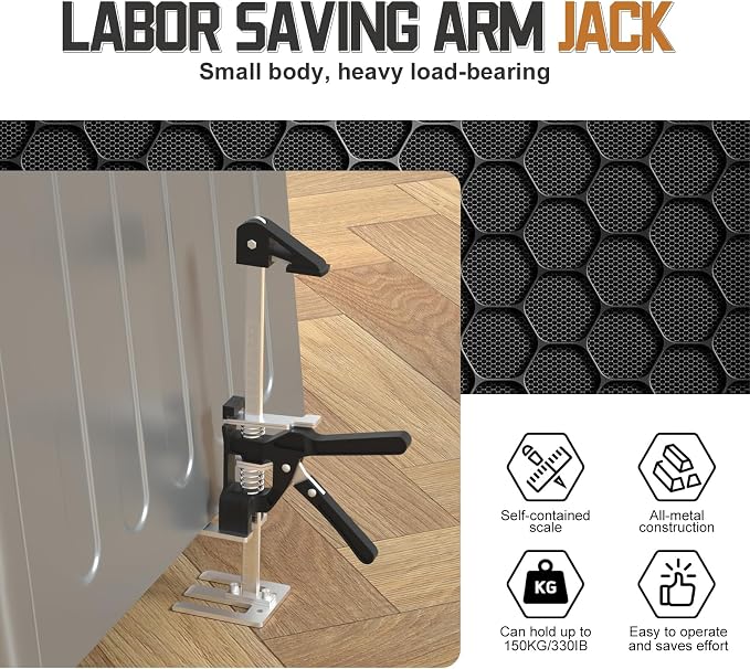 Labor Saving Arm Jack 2 Pack,15.5 Inch Stainless Steel Furniture Lifts with Handbag,Hand Furniture Jack Lift Tool for Installing Cabinets,Flooring&Windows,Load 660LBS