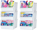 TidyFriend 6 Pack XLarge Stackable Storage Bins Open Front for Pantry Organizers and Storage, Pantry Storage for Food, Kitchen and Home Organization, Plastic Storage Bins, Dorm Room Essentials (White)