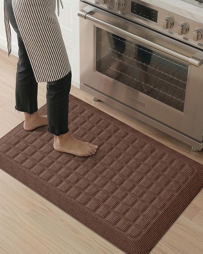 Color&Geometry 0.9 Inch Extra Thick Anti Fatigue Kitchen Floor Mat, High-Density Supportive Foam Standing Desk Mat, Waterproof Non-Slip Comfort for Sink, Office, Laundry, 20"x32", Brown