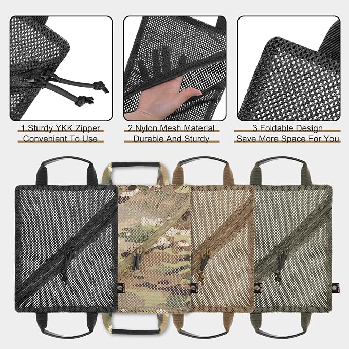 PETAC GEAR Tactical Storage Mesh Pouch Set,Insert Modular Utility Admin Pockets,Travel Organizer EDC Bag