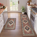 KIMODE Anti Fatigue Kitchen Mats for Floor 2 Piece, Farmhouse Kitchen Rugs, Non Slip Waterproof Kitchen Floor Mats, Memory Foam Standing Mats for Sink Laundry Office Desk Red 20"x71"+20"x32"