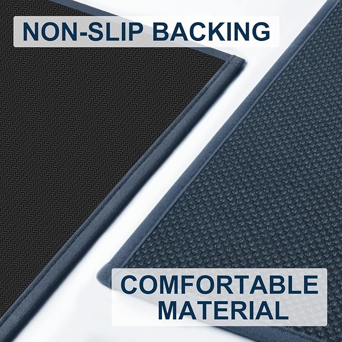 LEKEEPGO Door Mat 24"x47", Non Slip Door Mat Indoor Entrance, Rubber Backing Front Indoor Doormat Washable Absorbent Low-Profile Entryway Entry Resist Dirt Inside Door Mats, Cyan Blue