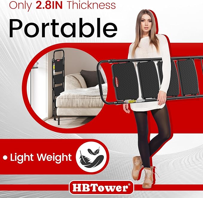 HBTower 4 Step Ladder, Step Stool Foldable with Wide Anti-Slip Pedal, Sturdy Steel Ladders for Home Adults Kitchen
