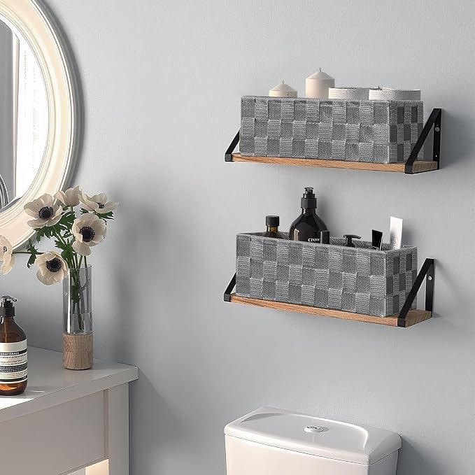 Posprica Woven Baskets, Storage Baskets for Organizing (Set of 8), Cube Baskets Bin Container Matching Storage Boxes Organizers for Pantry, Office, Shelves, Media-room