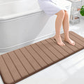 OLANLY Memory Foam Long Bathroom Rugs Runner 59x20, Super Soft Absorbent Bath Mat, Quick Dry, Machine Washable Shower Floor Rugs, Bathmat Carpet, Bathroom Home Decor Accessories, Mocha