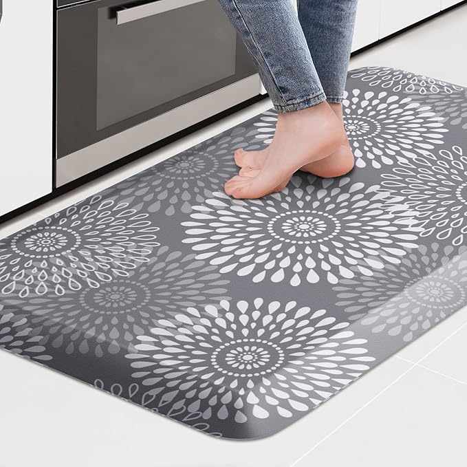 LuxStep Kitchen Mat Waterproof Kitchen Rugs for Floor Cushioned Anti-Fatigue Mat Non-Slip Standing Desk Mat Comfort Floor Mats for House Sink Office 20" x 32"-4/5 Inch Grey