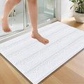 OLANLY Thick Bathroom Rugs 36x24, Extra Soft Absorbent Chenille Striped Bath Rugs, Rubber Backing, Machine Wash Dry, Bath Mats for Bathroom Floor, Tub and Shower, Home Decor Accessories, White