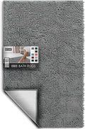 Hearth & Harbor Bathroom Rugs, Chenille Bath Mat - Machine Washable Bath Mats for Bathroom Non-Slip Backing Rubber, Quick Dry Bathroom Mat, 26 x 44 - Frost Grey