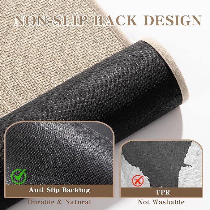 chakme Bathroom Rugs Mat 59x25, Ultra Thin Non Slip Bath Mat Large Quick Dry Absorbent Bath Mat for Bathroom Floor, (Light Beige, 59"x25")