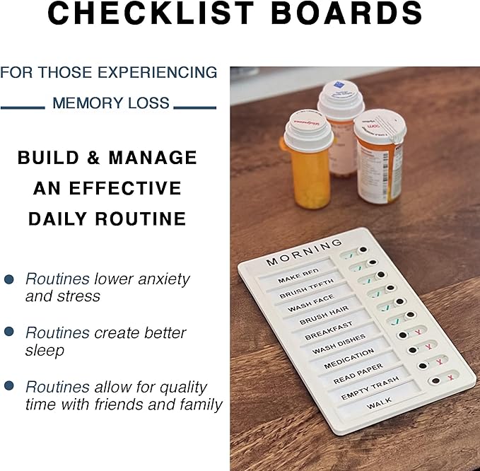| Checklist Boards for Adults | Memory Loss Gadget for Elderly and Dementia aid | Alzheimers Activities | to Do List | Daily Planner | Caregiver Supplies |