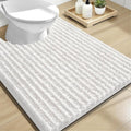OLANLY Toilet Rugs U Shaped 24x20, Thick Soft and Absorbent Chenille Contour Bath Mat, Non-Slip Rubber Backing, Machine Washable Quick Dry Toilet Mat, Home Decor Accessories, Ivory