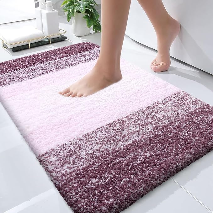OLANLY Large Bathroom Rugs Mat 44x32, Extra Soft Absorbent Microfiber Bath Rugs, Rubber Backing, Quick Dry, Machine Washable Bath Mats for Bathroom Floor, Tub and Shower, Home Decor Accessories, Mauve