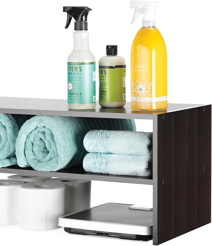 Whitmor Stackable 31" Extra Wide 2-Shelf Storage Organizer, Espresso，2 Pack