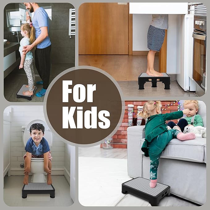 CHIKILLA Adjustable Step Stool for Bedside High Beds, Glow in the Dark Bed Steps for Adults Elderly, 650LBS Heavy Duty Non-Slip Safety Platform for Car, Bathtub, Kitchen, 3 Height Settings 3.7"-5.9"